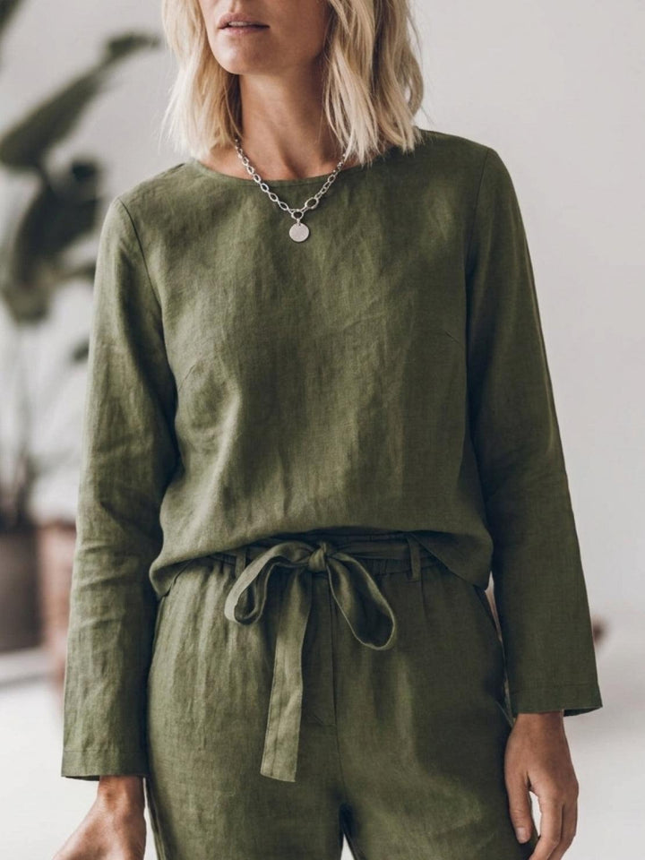 Cotton-Linen Monochrome Capsule army green image 5 