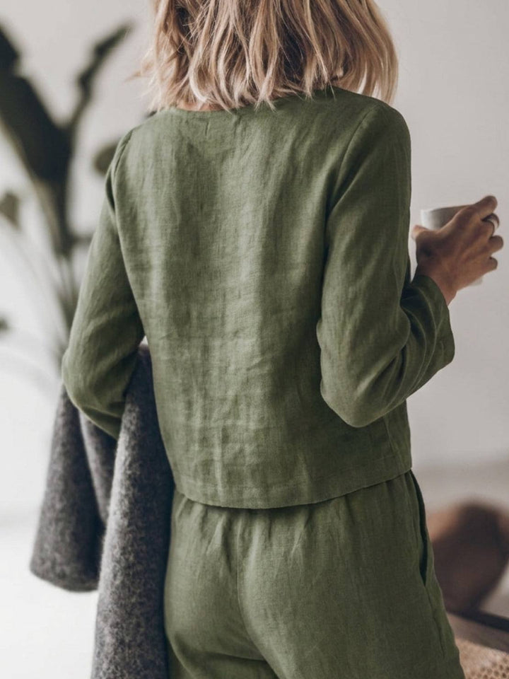 Cotton-Linen Monochrome Capsule army green image 6 