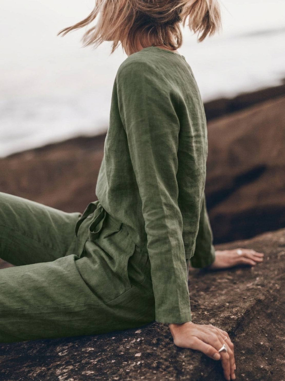 Cotton-Linen Monochrome Capsule army green image 7 