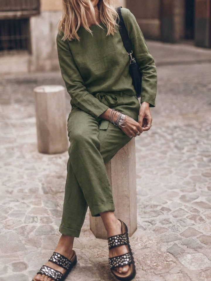 Cotton-Linen Monochrome Capsule army green image 3 