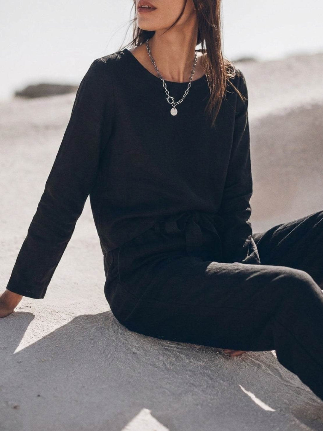 Cotton-Linen Monochrome Capsule black image 7 