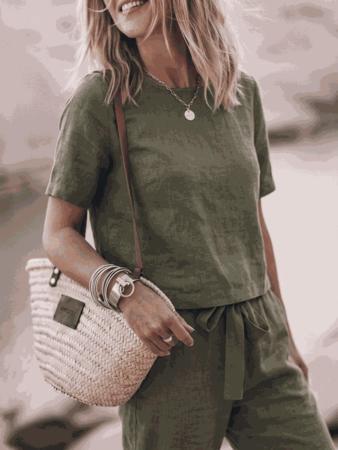 The Everywhere Cotton-Linen Set | Three-Piece Capsule army green image 3 