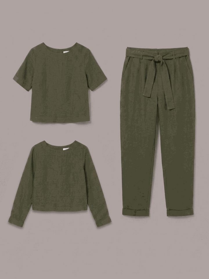 The Everywhere Cotton-Linen Set | Three-Piece Capsule army green image 5 