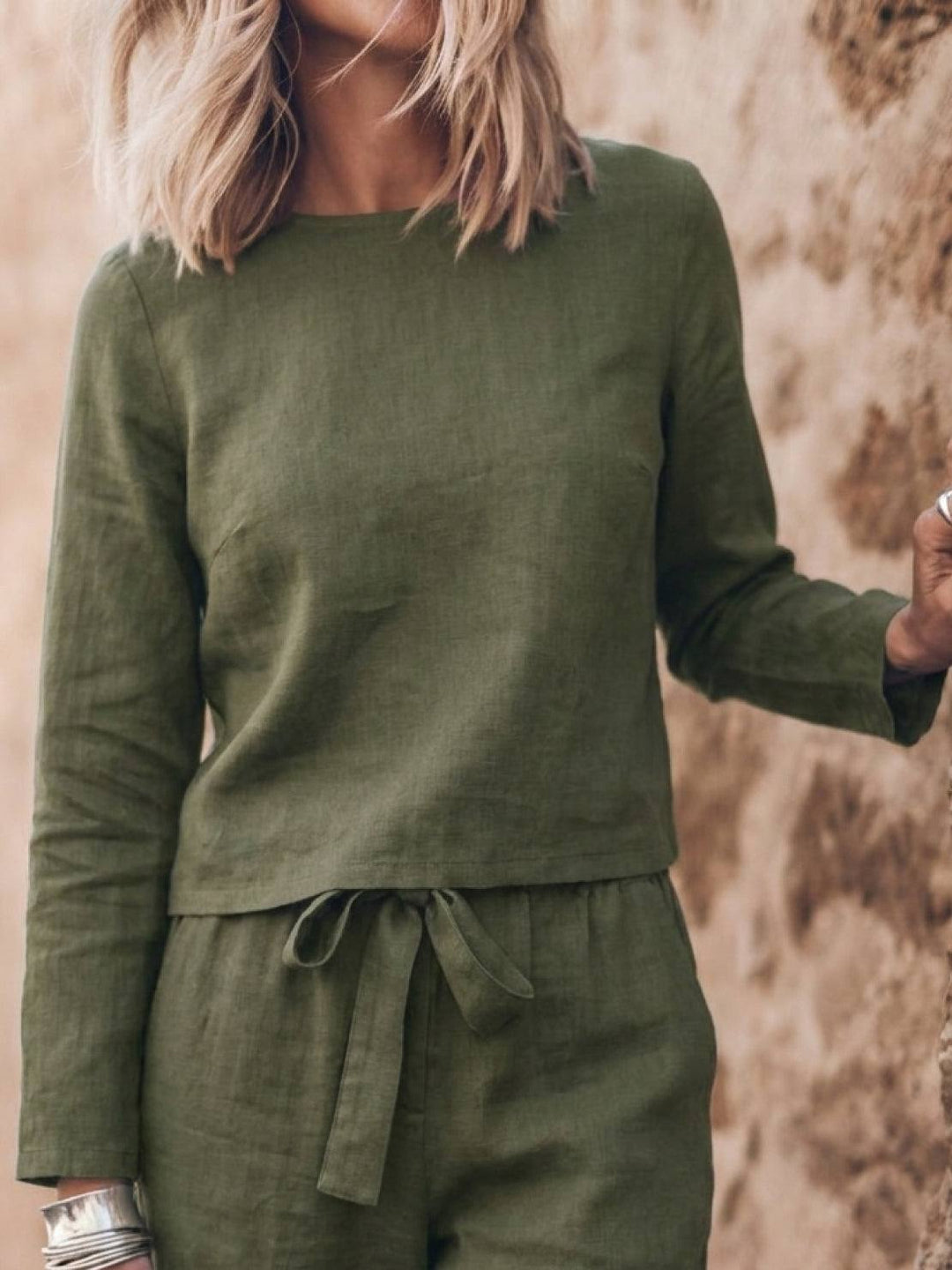 Cotton-Linen Monochrome Capsule army green image 8 