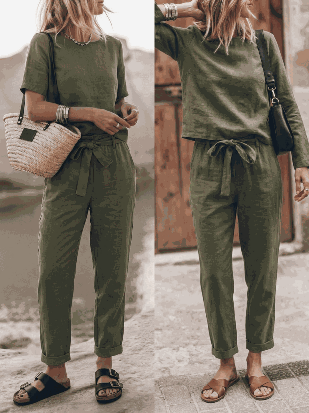 The Everywhere Cotton-Linen Set | Three-Piece Capsule army green image 1 