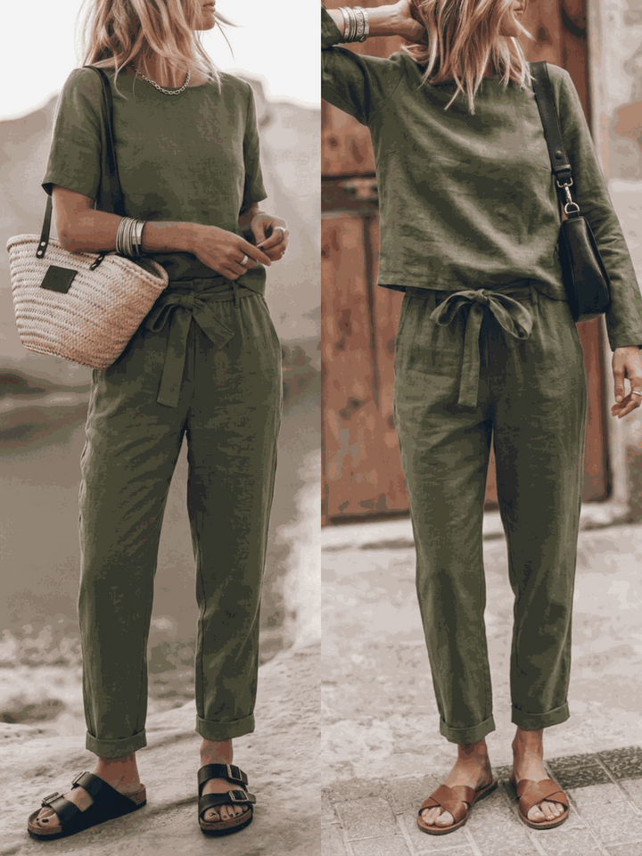 The Everywhere Cotton-Linen Set | Three-Piece Capsule army green image 1 