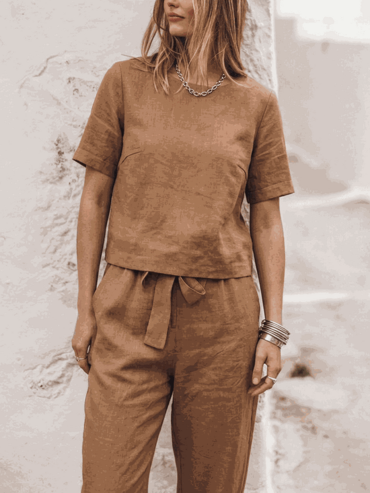 The Everywhere Cotton-Linen Set | Three-Piece Capsule light brown image 3 