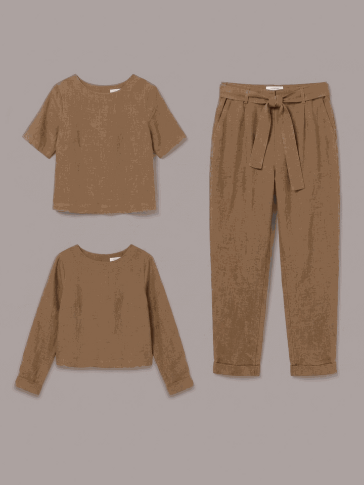 The Everywhere Cotton-Linen Set | Three-Piece Capsule light brown image 2 