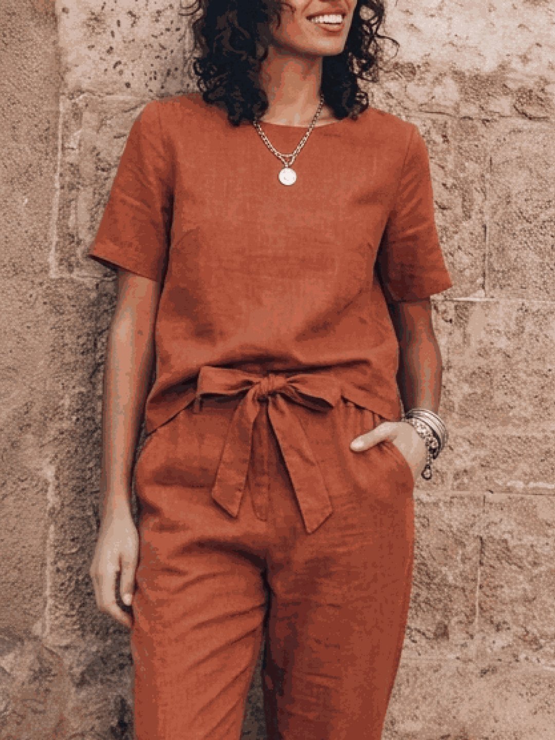 The Everywhere Cotton-Linen Set | Three-Piece Capsule rusty orange image 2 