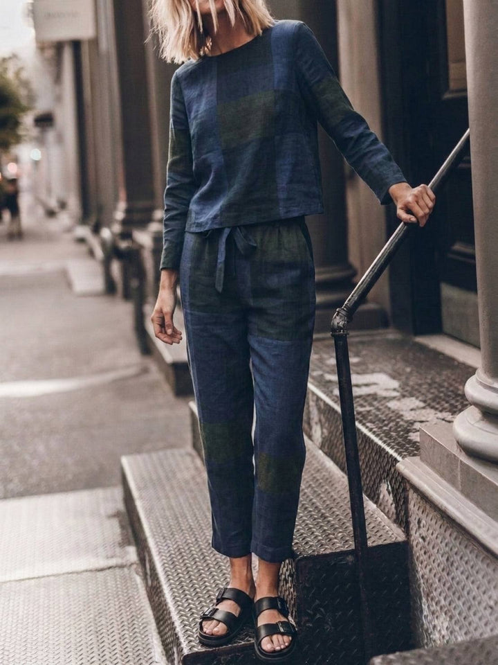 Cotton-Linen Monochrome Capsule blue tartan image 1 