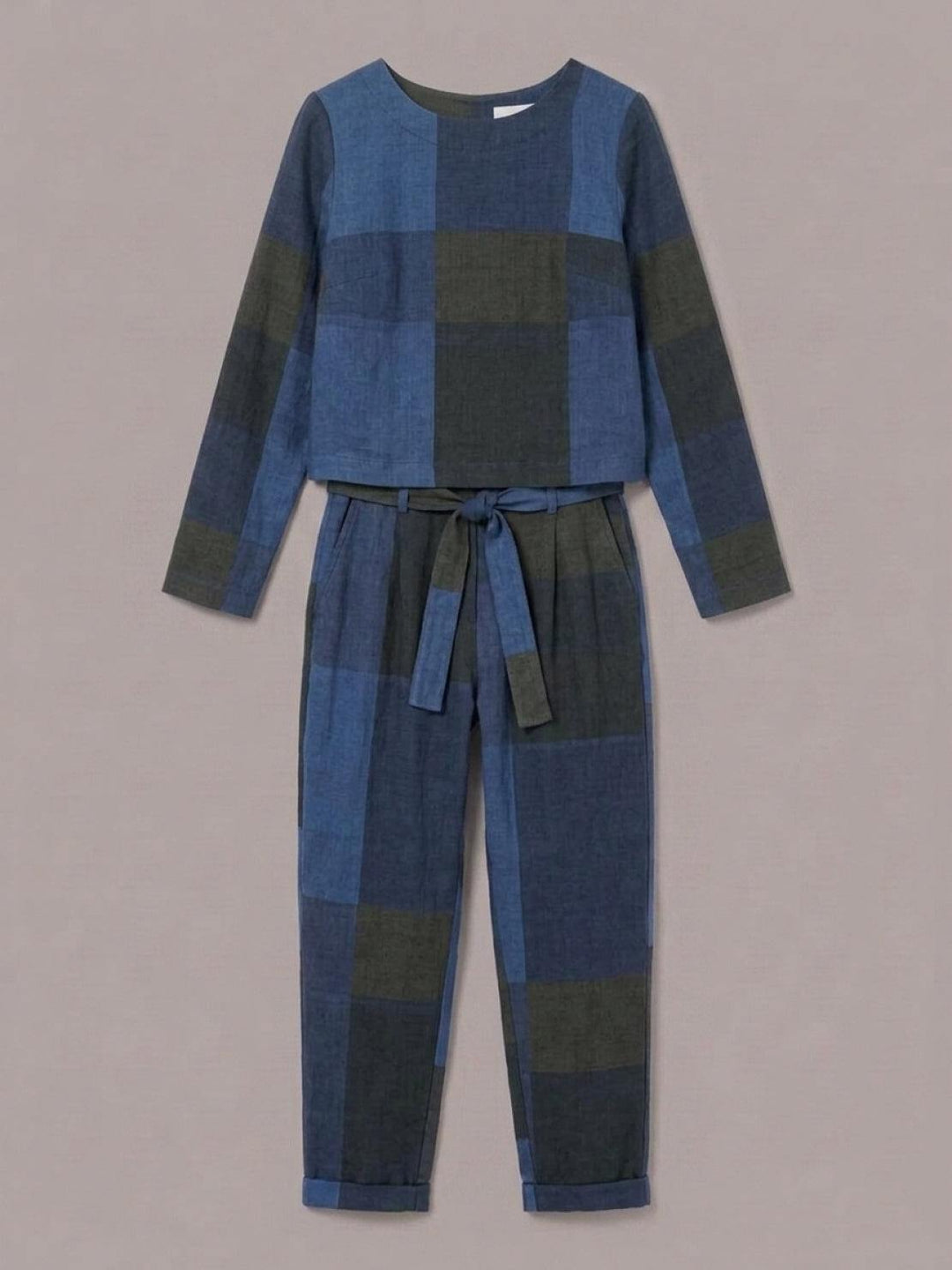 Cotton-Linen Monochrome Capsule blue tartan image 2 