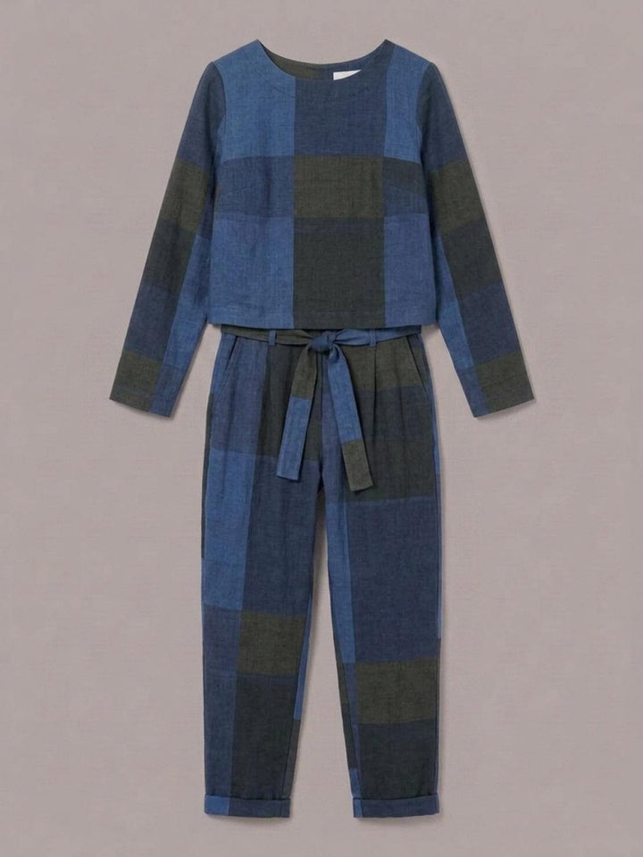 Cotton-Linen Monochrome Capsule blue tartan image 2 
