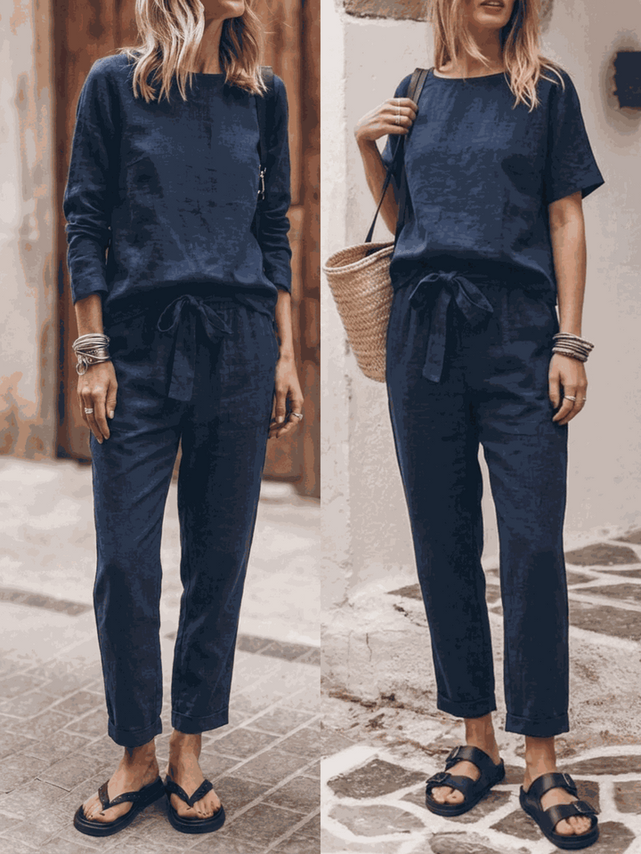 The Everywhere Cotton-Linen Set | Three-Piece Capsule navy blue image 1 