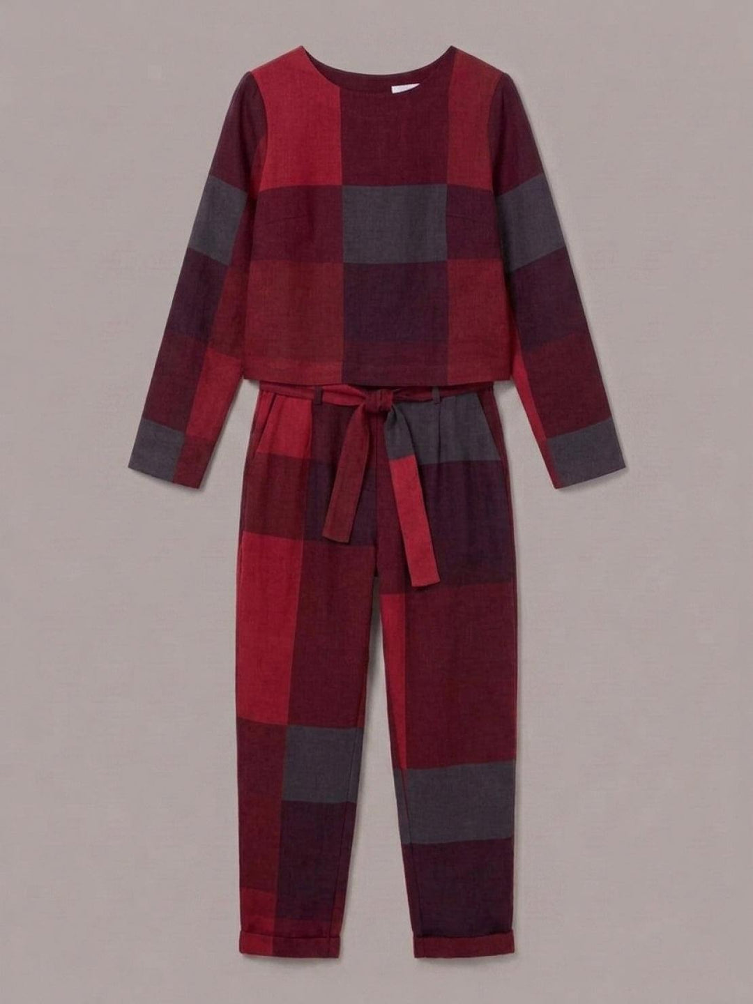 Cotton-Linen Monochrome Capsule crimson tartan image 2 