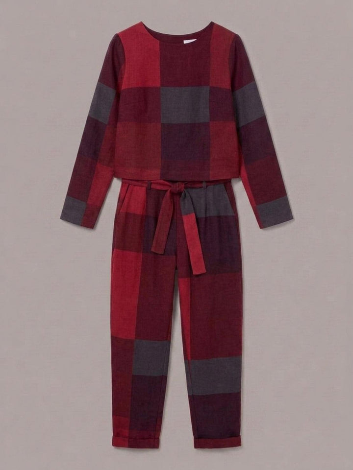Cotton-Linen Monochrome Capsule crimson tartan image 2 
