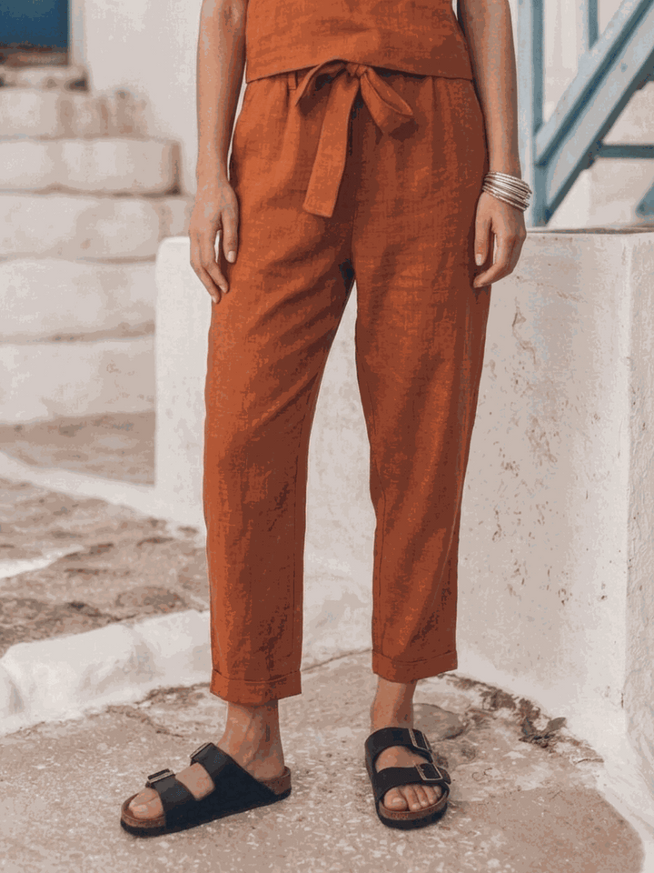 The Everywhere Cotton-Linen Set | Three-Piece Capsule rusty orange image 4 
