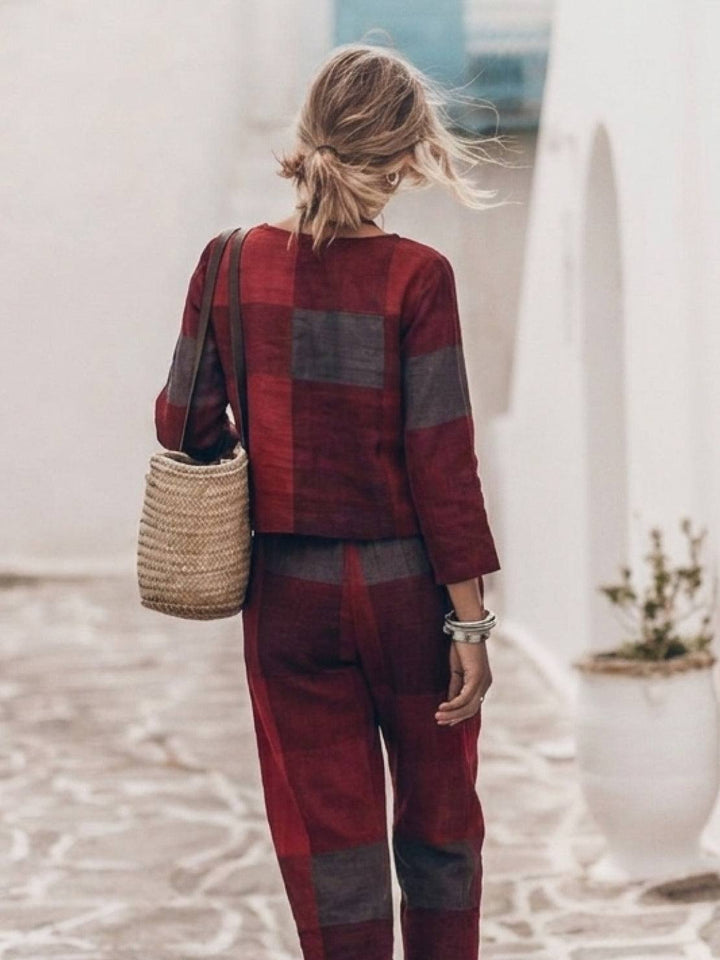 Cotton-Linen Monochrome Capsule crimson tartan image 3 