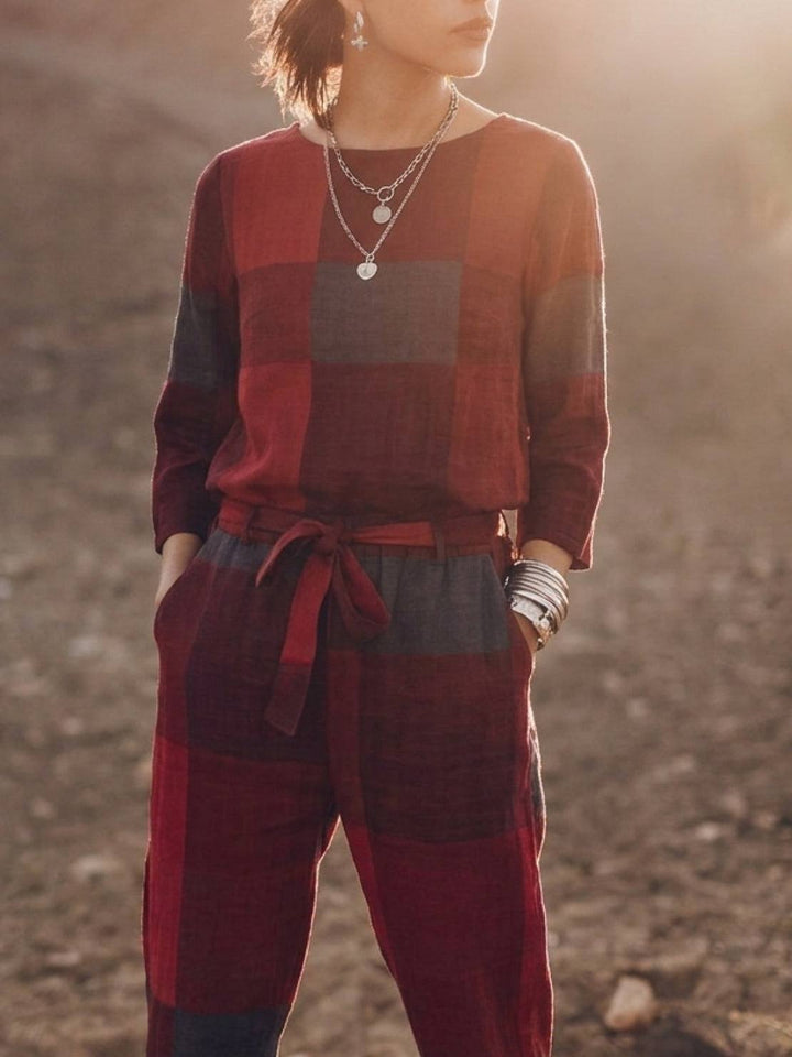 Cotton-Linen Monochrome Capsule crimson tartan image 6 
