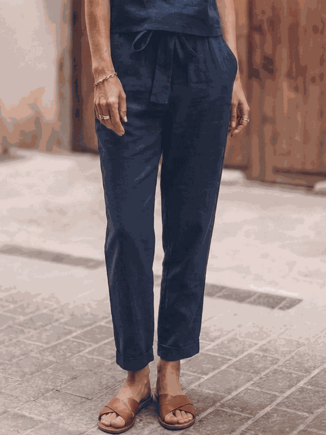 The Everywhere Cotton-Linen Set | Three-Piece Capsule navy blue image 4 
