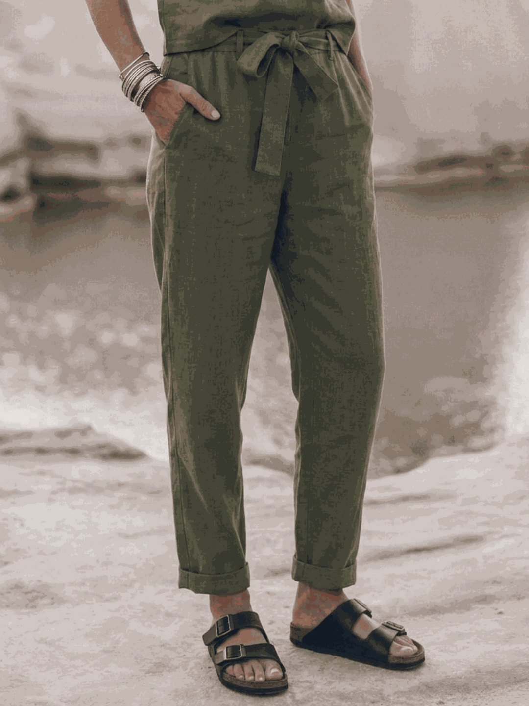 The Everywhere Cotton-Linen Set | Three-Piece Capsule army green image 4 