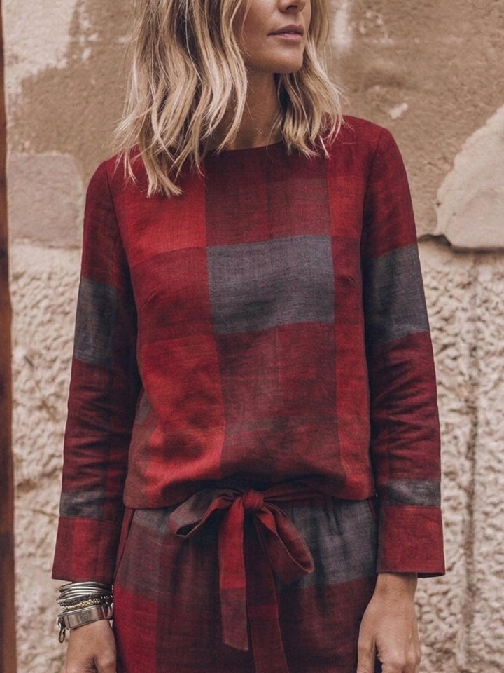 Cotton-Linen Monochrome Capsule crimson tartan image 8 