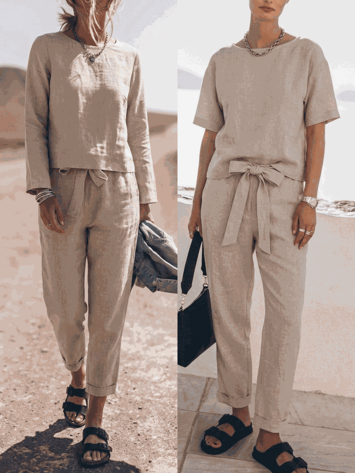 The Everywhere Cotton-Linen Set | Three-Piece Capsule beige image 1 