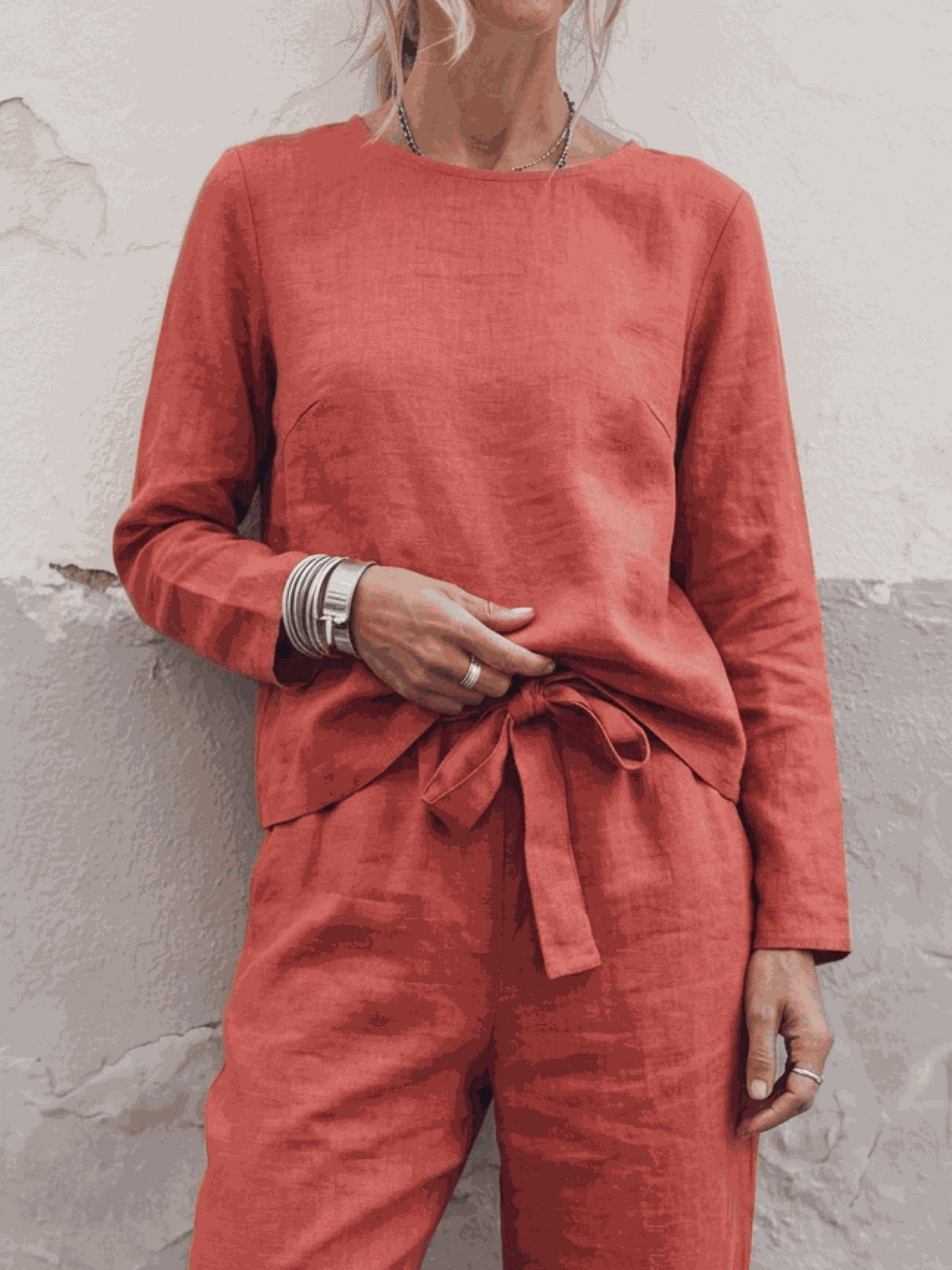 The Everywhere Cotton-Linen Set | Three-Piece Capsule coral image 4 