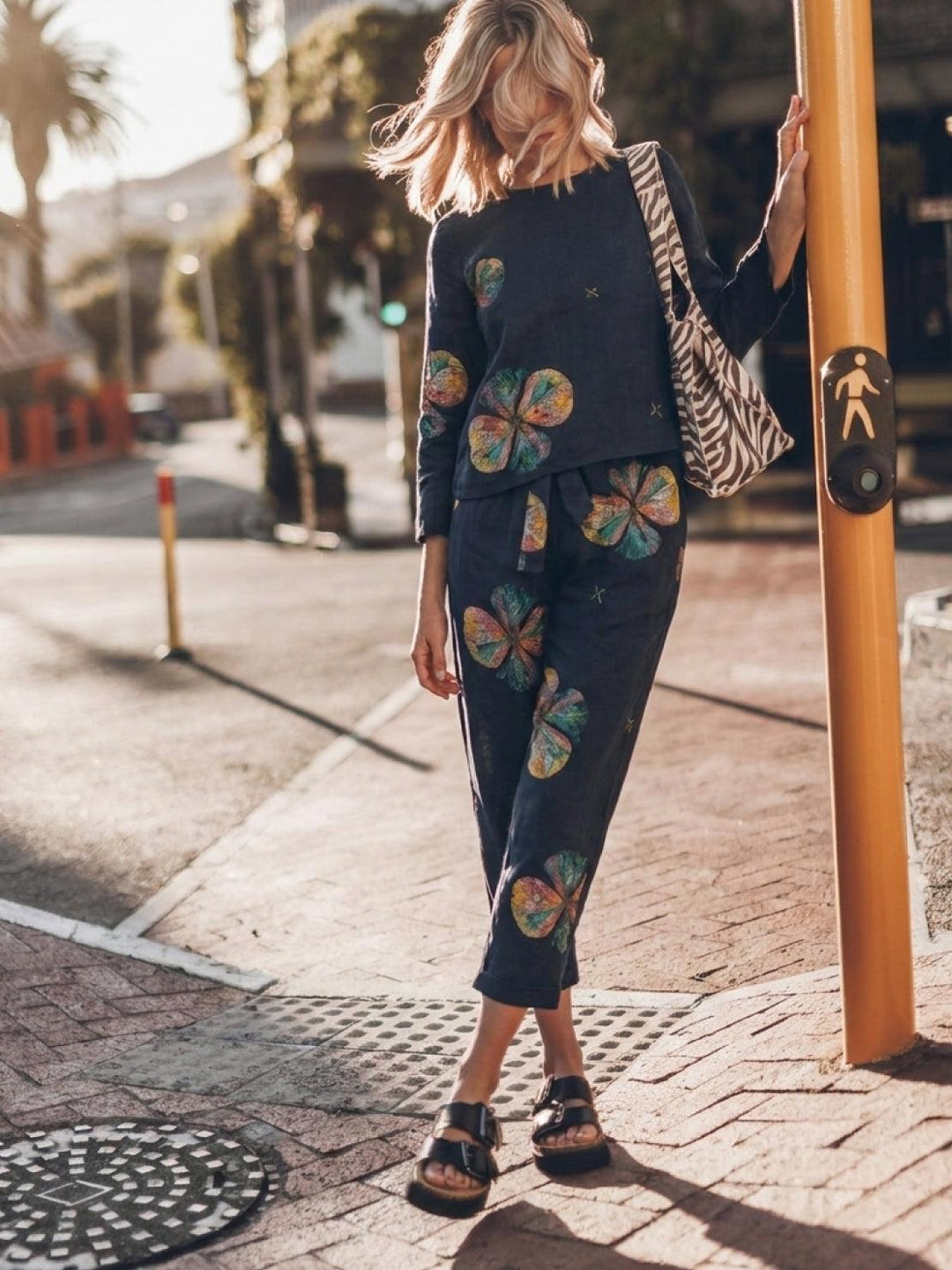 Cotton-Linen Monochrome Capsule midnight flowers image 6 