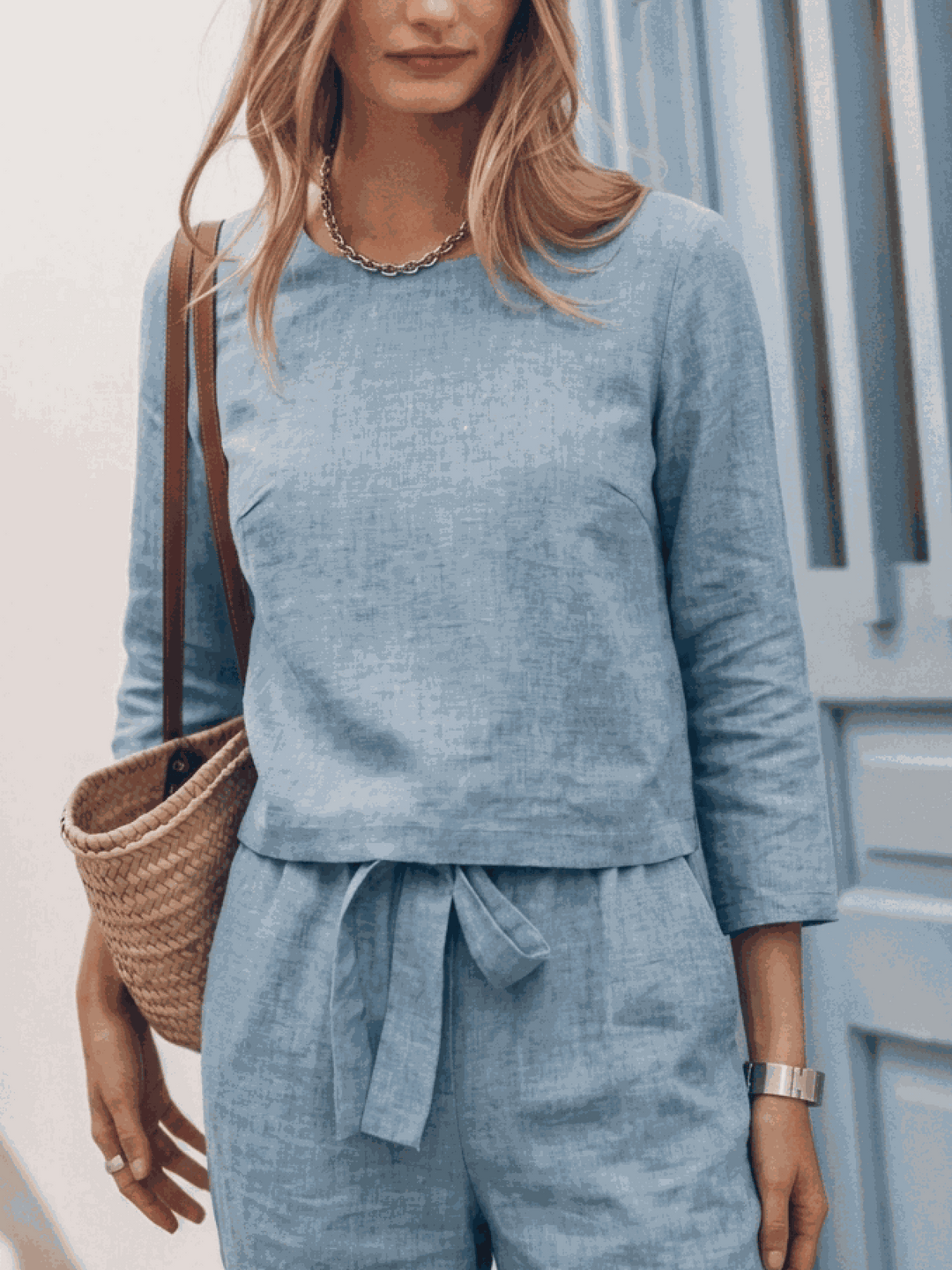 The Everywhere Cotton-Linen Set | Three-Piece Capsule light blue image 4 