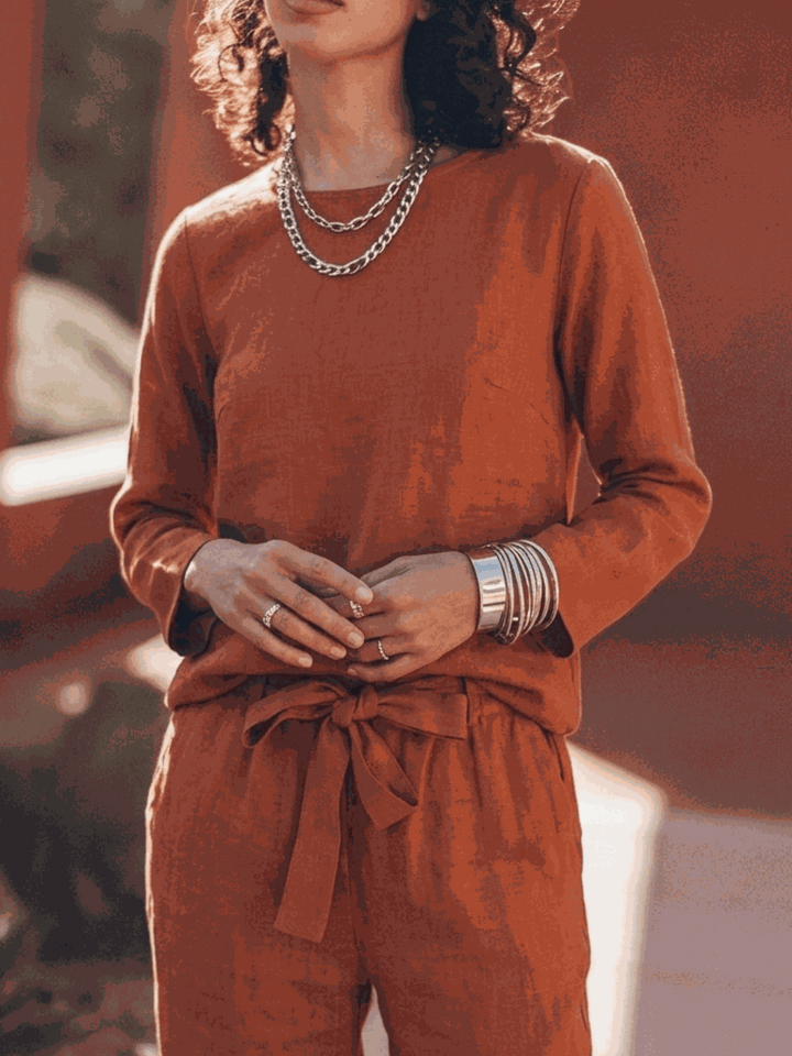 The Everywhere Cotton-Linen Set | Three-Piece Capsule rusty orange image 5 