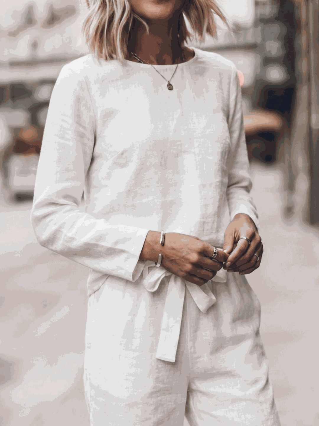 The Everywhere Cotton-Linen Set | Three-Piece Capsule white image 4 