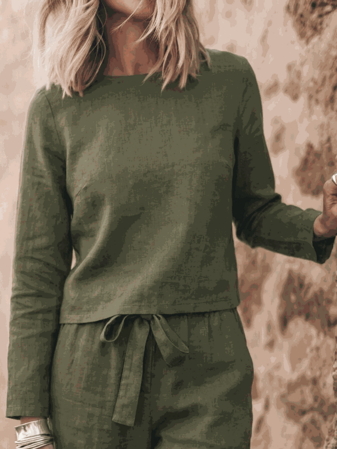 The Everywhere Cotton-Linen Set | Three-Piece Capsule army green image 2 