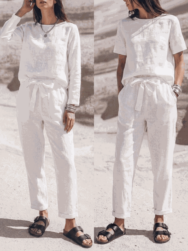 The Everywhere Cotton-Linen Set | Three-Piece Capsule white image 1 