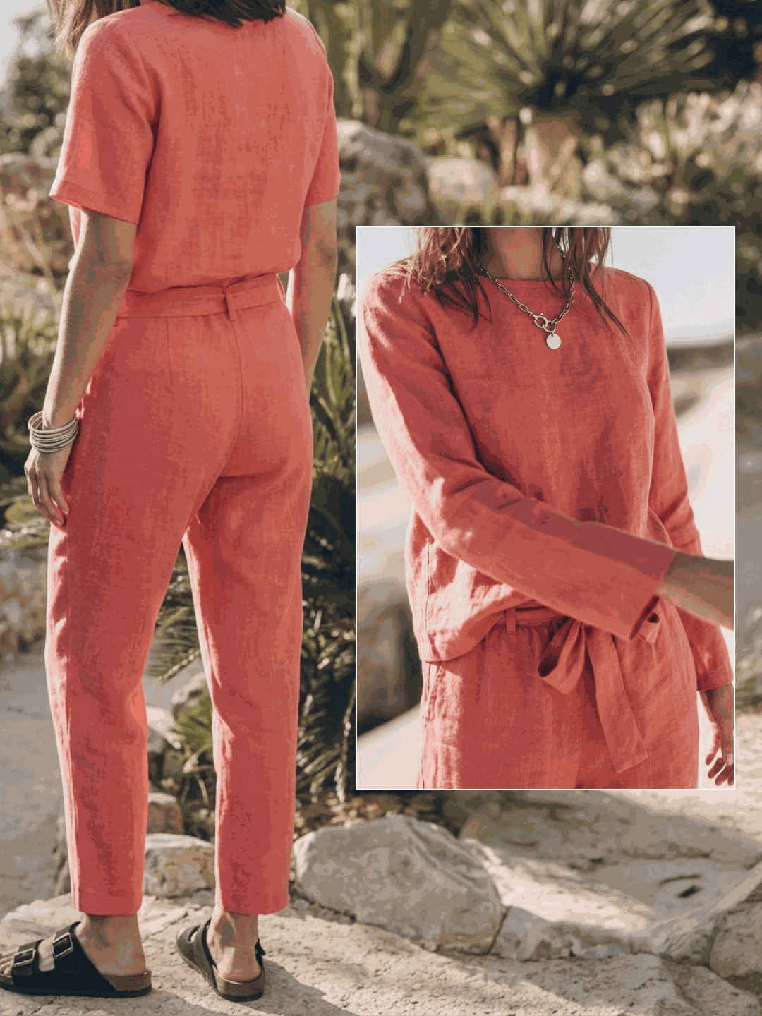 The Everywhere Cotton-Linen Set | Three-Piece Capsule coral image 6 