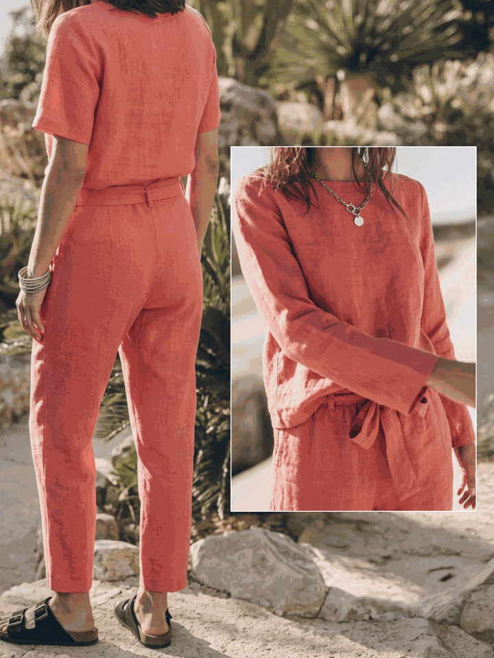 The Everywhere Cotton-Linen Set | Three-Piece Capsule coral image 6 