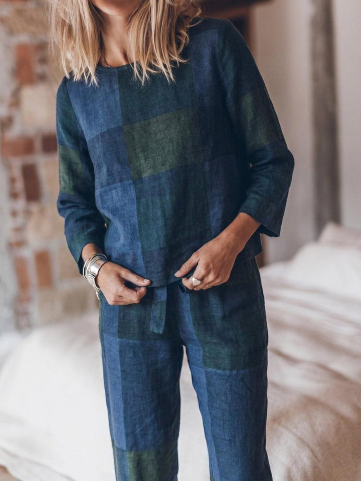 Cotton-Linen Monochrome Capsule blue tartan image 4 