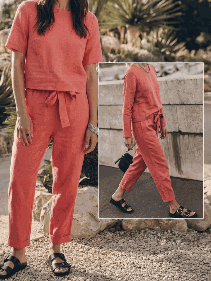 The Everywhere Cotton-Linen Set | Three-Piece Capsule coral image 7 
