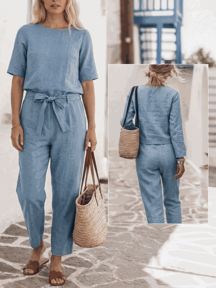 The Everywhere Cotton-Linen Set | Three-Piece Capsule light blue image 6 