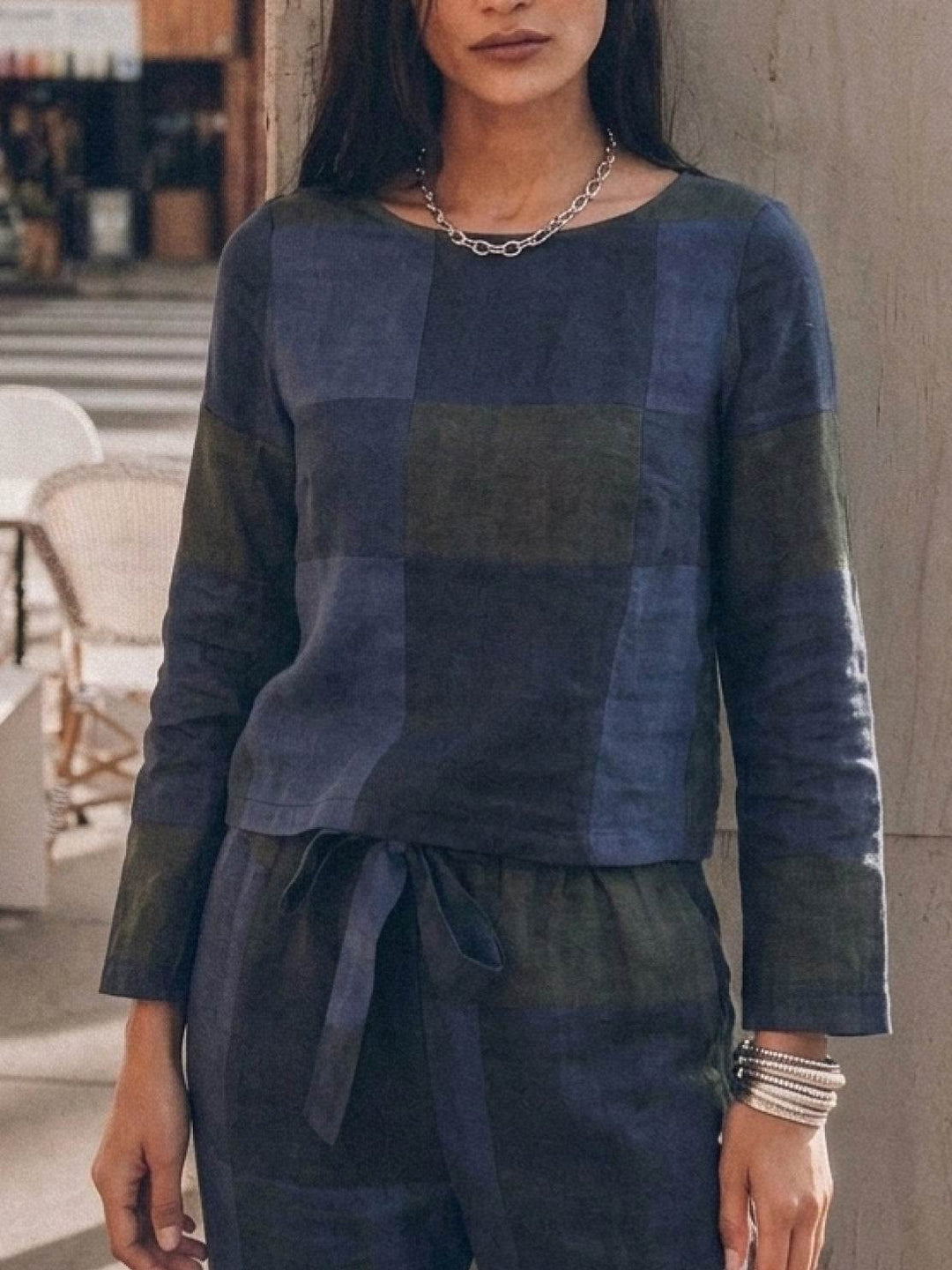 Cotton-Linen Monochrome Capsule blue tartan image 8 