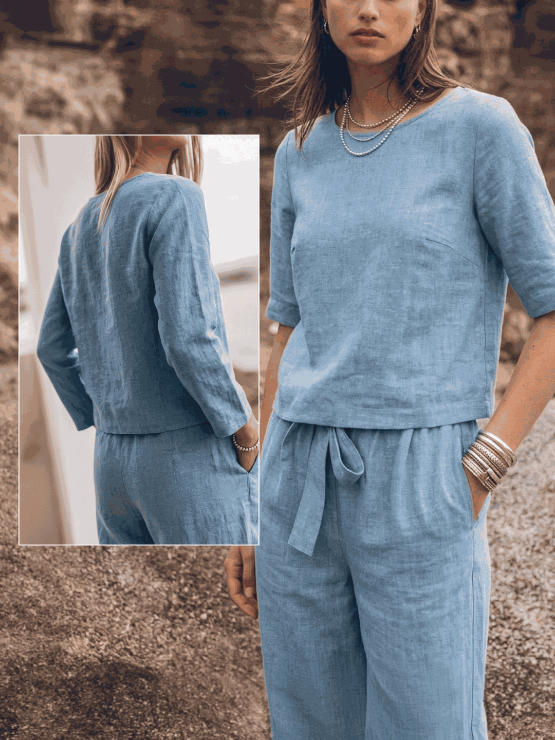 The Everywhere Cotton-Linen Set | Three-Piece Capsule light blue image 7 