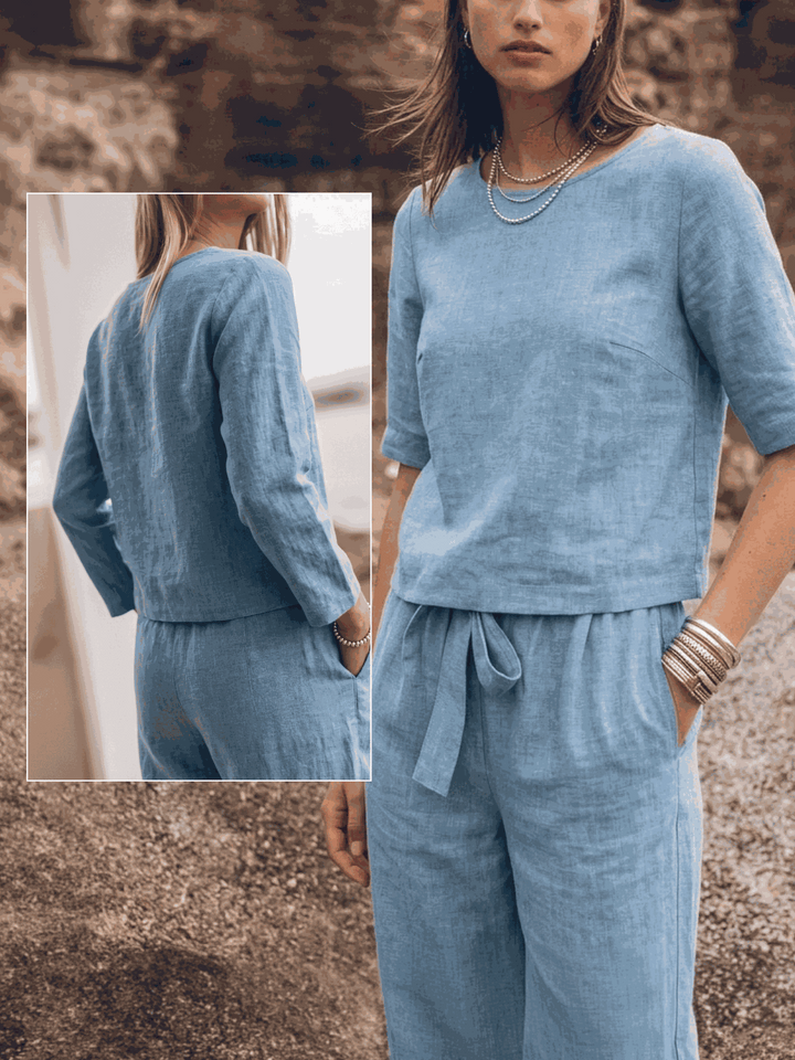 The Everywhere Cotton-Linen Set | Three-Piece Capsule light blue image 7 