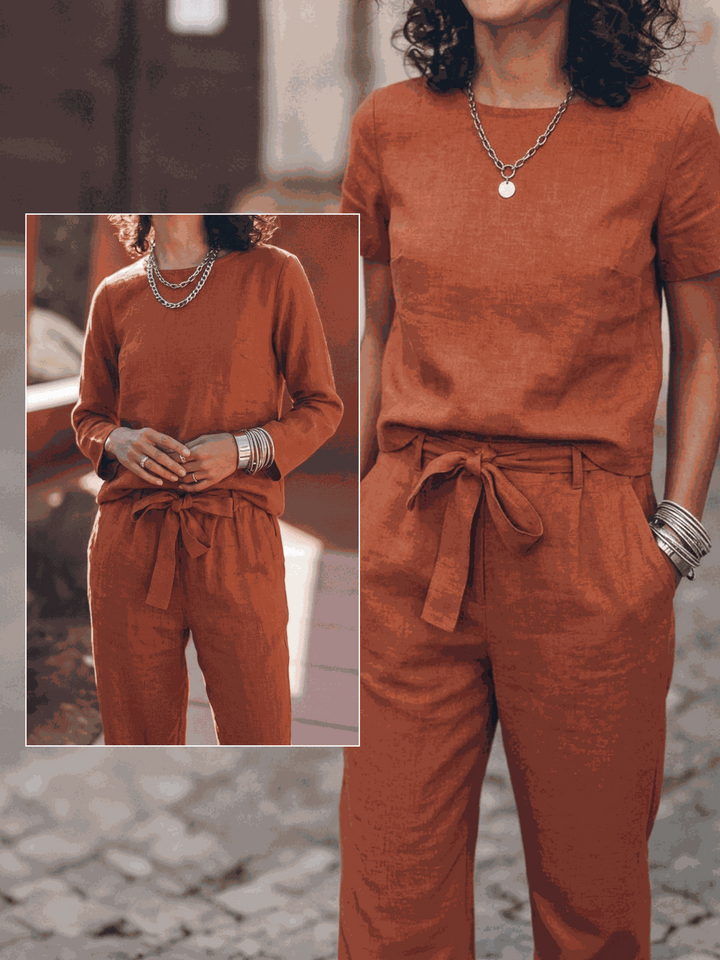 The Everywhere Cotton-Linen Set | Three-Piece Capsule rusty orange image 7 