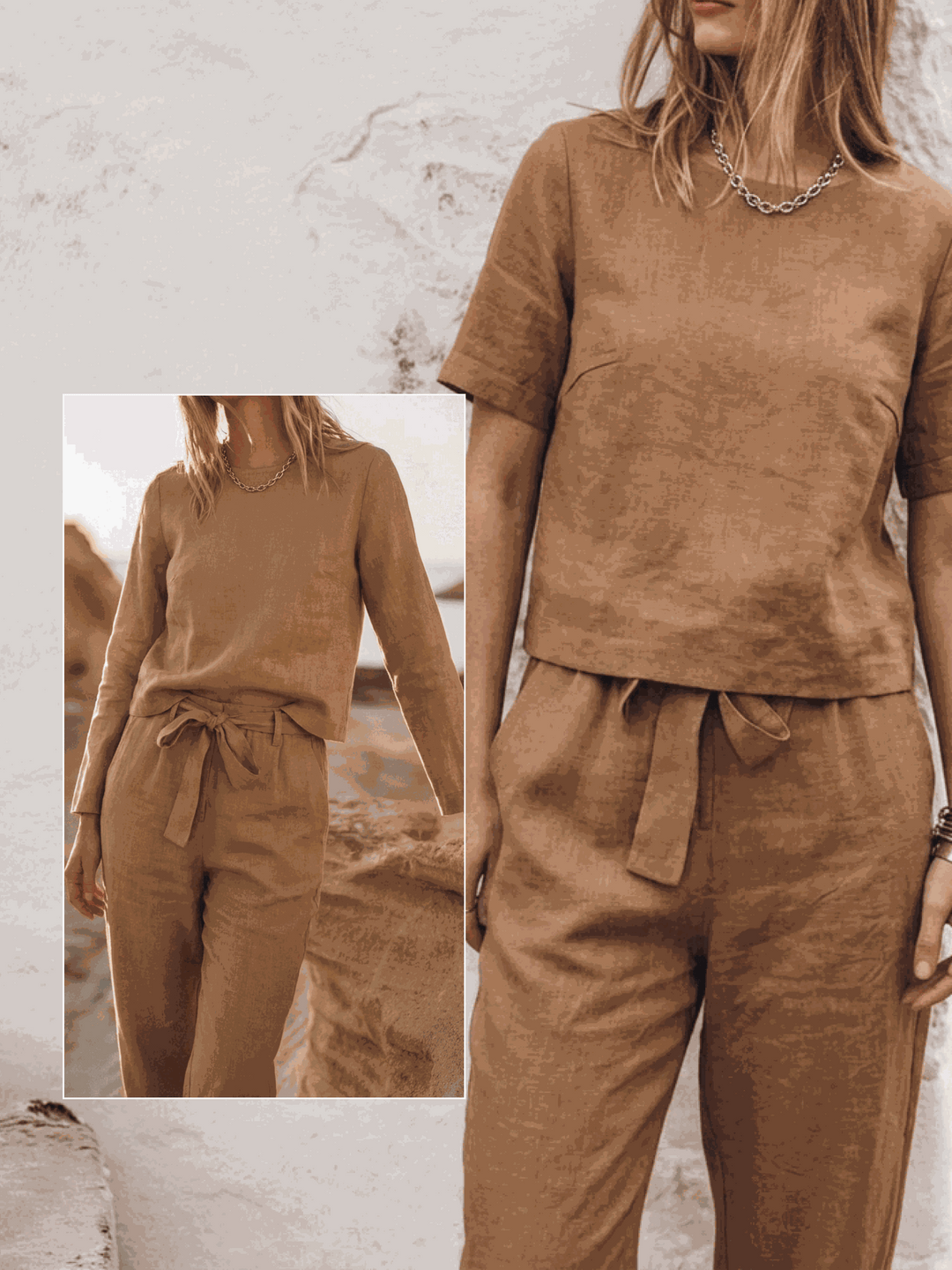 The Everywhere Cotton-Linen Set | Three-Piece Capsule light brown image 6 