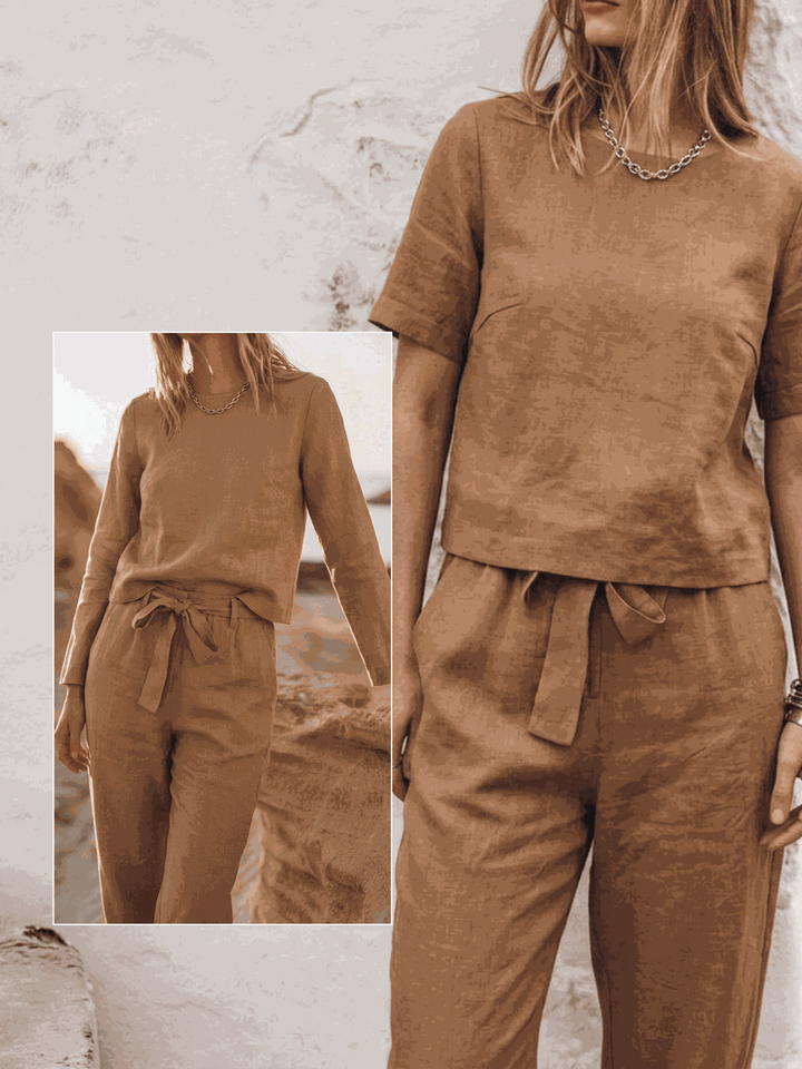 The Everywhere Cotton-Linen Set | Three-Piece Capsule light brown image 6 