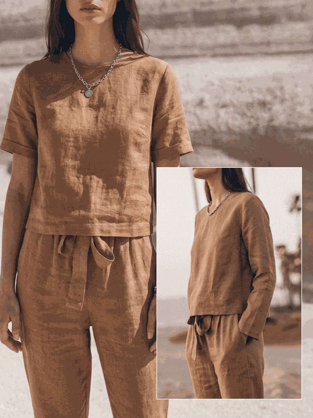 The Everywhere Cotton-Linen Set | Three-Piece Capsule light brown image 7 
