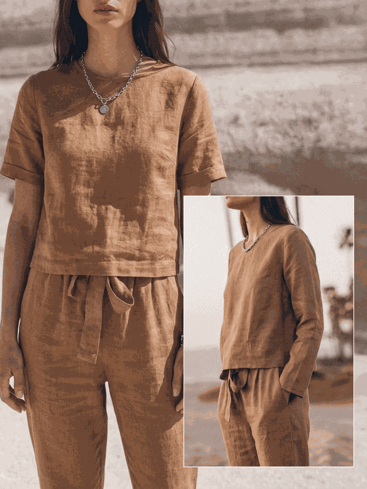 The Everywhere Cotton-Linen Set | Three-Piece Capsule light brown image 7 