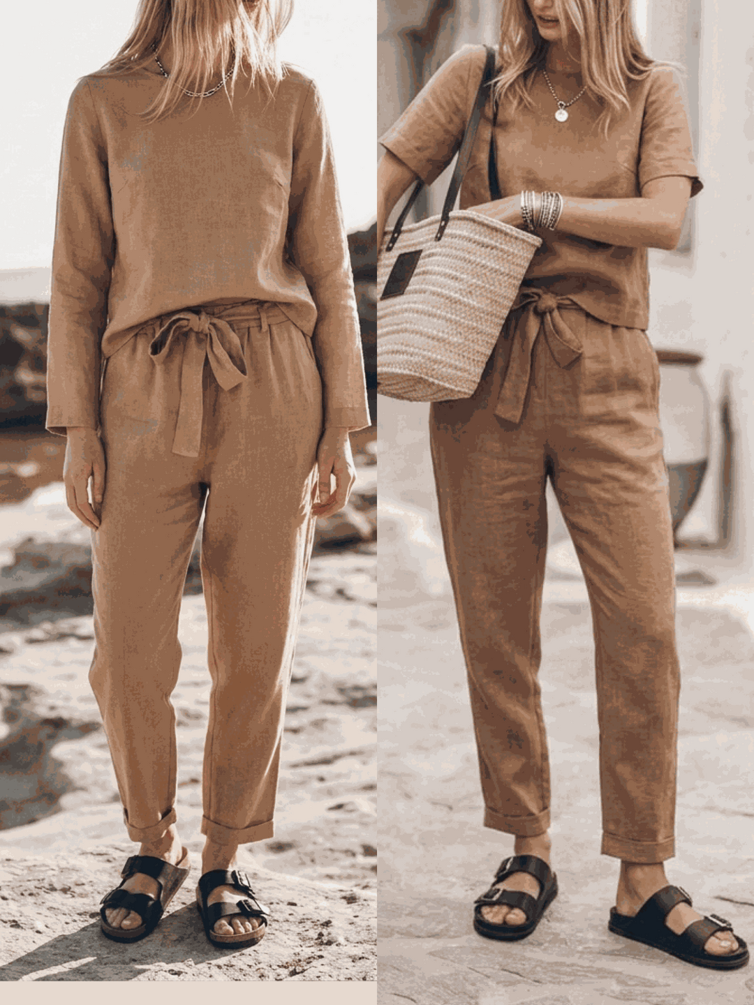 The Everywhere Cotton-Linen Set | Three-Piece Capsule light brown image 1 