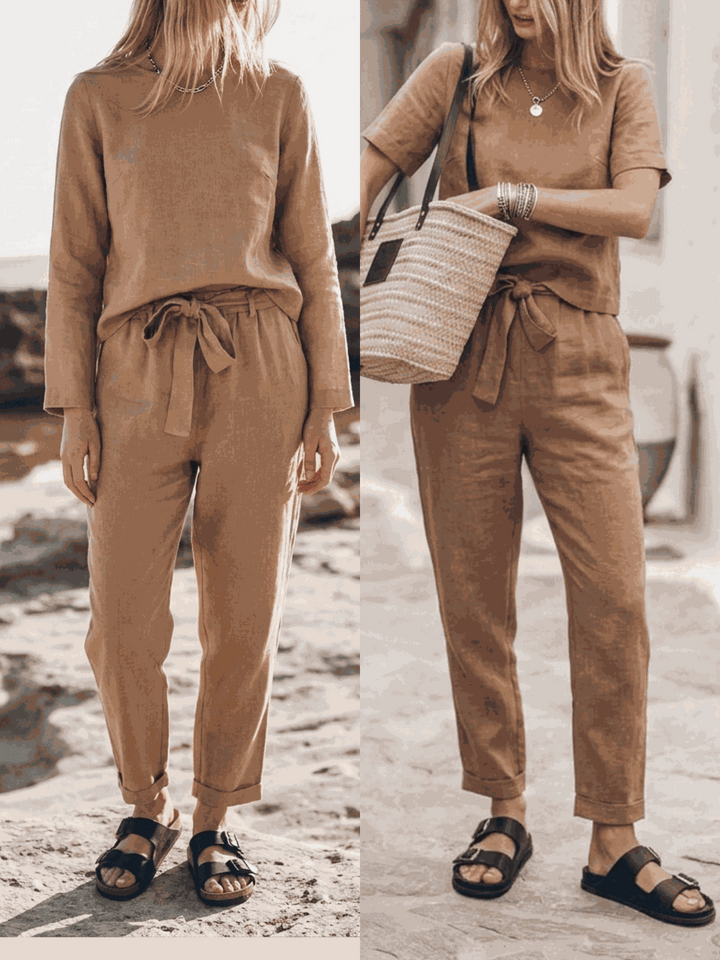 The Everywhere Cotton-Linen Set | Three-Piece Capsule light brown image 1 