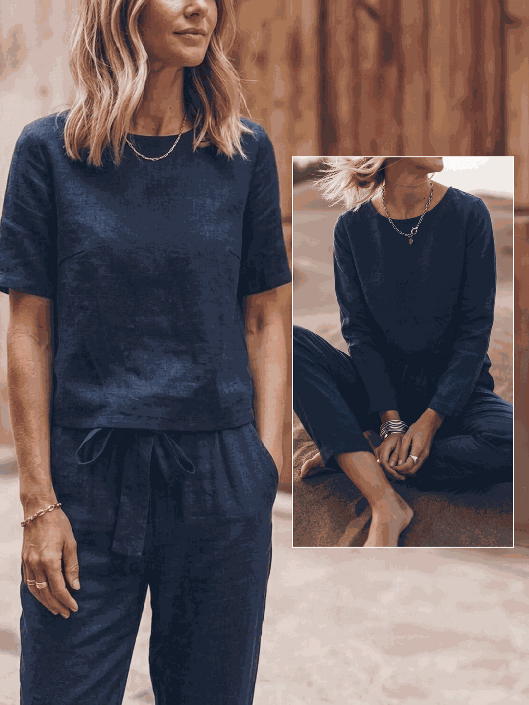 The Everywhere Cotton-Linen Set | Three-Piece Capsule navy blue image 7 