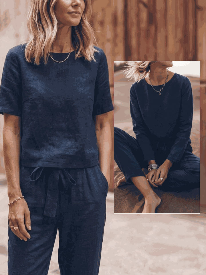 The Everywhere Cotton-Linen Set | Three-Piece Capsule navy blue image 7 